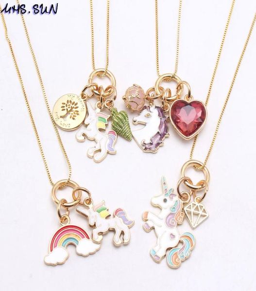 

baby girls necklace kids alloy rainbow unicorn pendants toddler girls accessories2027166, Red;brown