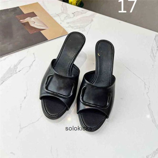 

valentinolies summer popular women sandals luxury brand business dress wedding party leather high heels casual flat slippers 04-02, Black