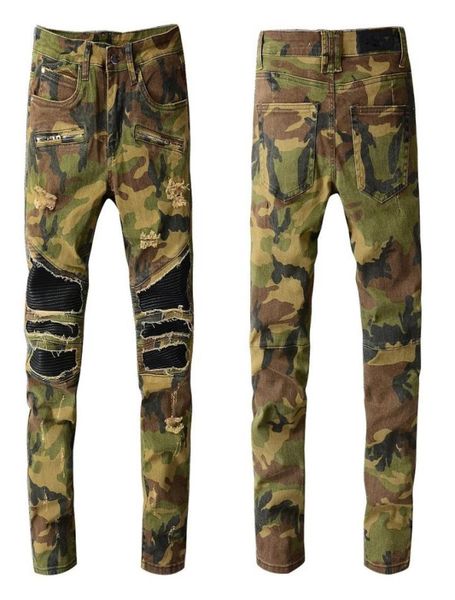 

2022 jeans for man designer skinny fit rip skull slim biker mens denim distress cult rapper street plus size camouflage hip hop cu1557982, Blue