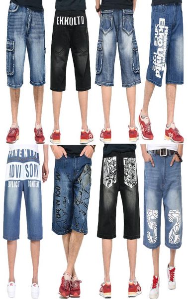 

casual summer cool mens jeans pants streetwear hiphop loose baggy skate skateboard style knee length relaxed fashion shorts5350145, White;black