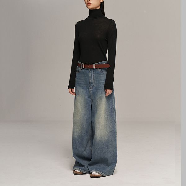 

women's jeans vintage washed light blue wide leg jeans genderless men and women of the same paragraph loose dragging pants 2023 spring