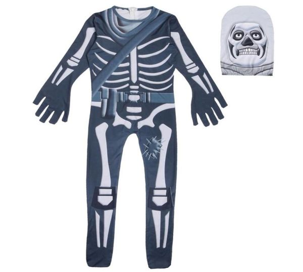 

boys ghost skull skeleton jumpsuit cosplay costumes party halloween kids bodysuit mask fancy dress children039s halloween props2394918, Black;red