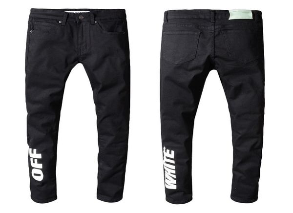 

off w four seasons jeans men039s korean fashion pants legs print casual slim black stretch leggings men039s pants men039s7281822, Blue