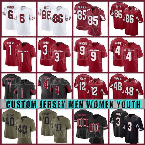 

1 kyler murray football jerseys 3 budda baker 6 james conner paris johnson jr arizonas zach ertz isaiah simmons cardinal rondale moore marqu, Black;red