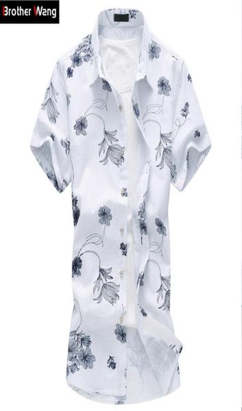 

summer new men039s linen shirt 2020 fashion casual male short sleeve flower shirt large size brand men039s clothing 5xl 6xl 4096184, White;black