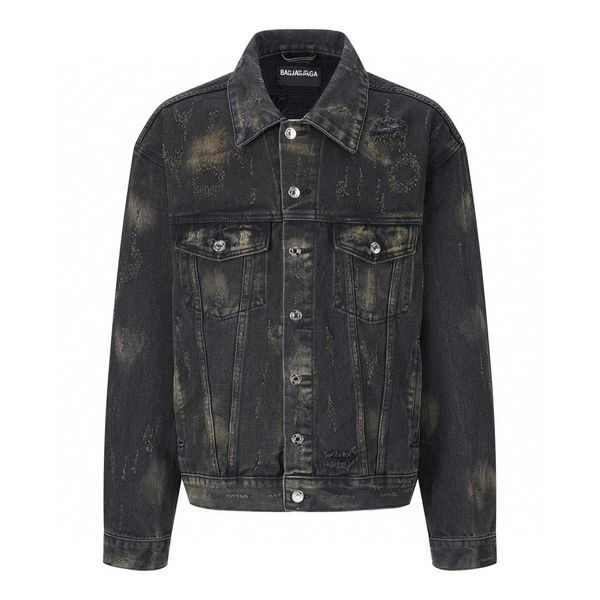 

spring and autumn washed vintage ripped denim jacket for men and women, Black;brown