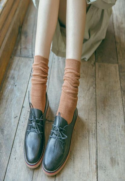 

2019 women cotton solid color crew socks winter casual christmas long sock hosiery cotton socks multicolor fashion winter3814481, Black;white