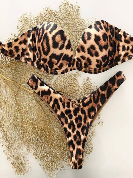 

leopard bikinis 2019 women swimwear women bandage swimsuit push up bathing suit maillot de bain femme thong biquinis2029384, White;black