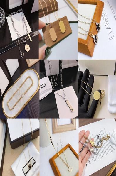 

20style 18k gold plated stainless steel necklaces choker letter pendant statement fashion womens necklace wedding jewelry accessor4062597, Silver