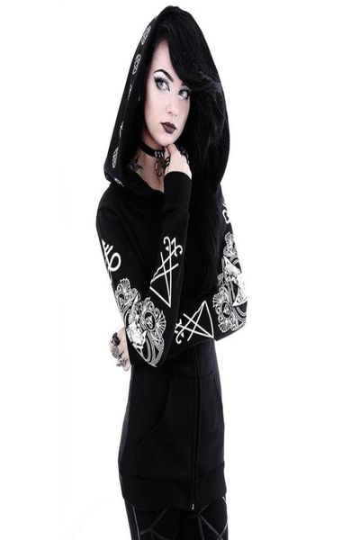 

sigil satan goat head god sweatshirt gothic black zipper pocket hooded hoodies women pentacle plus size witch coat jacket y2007067578285