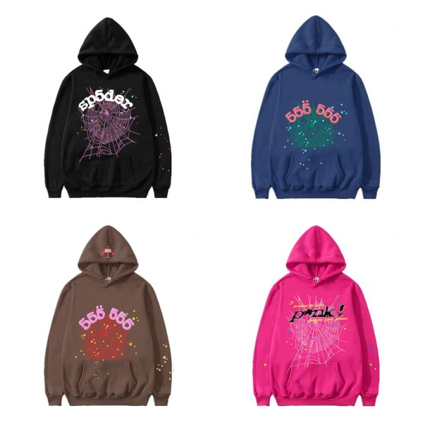 

men's hoodies sweatshirts pink spder hoodie men women hip hop young thug spider hoodie world wide spider 5555 sweatshirts print699, Black