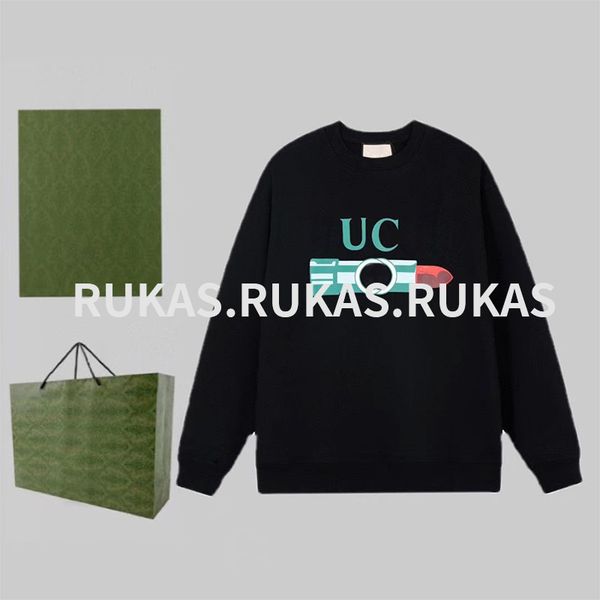 

fashion pullover hoodie 2023 printed men's and women's casual europe and the united states autumn and winter loose all round neck, Black
