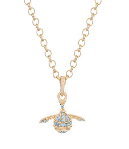 

pendant necklaces western classic studded with diamond saturn stud earringsvivi necklace chain clavicle chain designer jewelry cha7563428, Silver