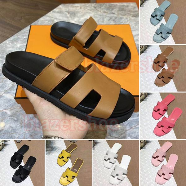 

oran sandal luxury designer leather ladies h sandals summer flat shoes fashion beach women platform slippers h letter slides flip flops for, Black