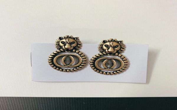 

2022 fashion lion head stud chic colored pendant earrings charm designer tiger head letter crystal studs women eardrop luxury jewe3806742, Golden;silver