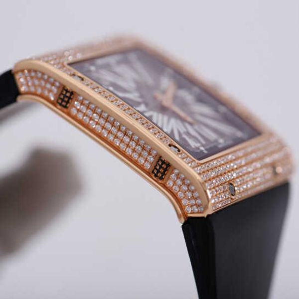 

luxury rm dress wrist watch richardmille casual wristwatches rm016 rose gold diamond full hollow black carbon fiber dial swiss famous lu yi-