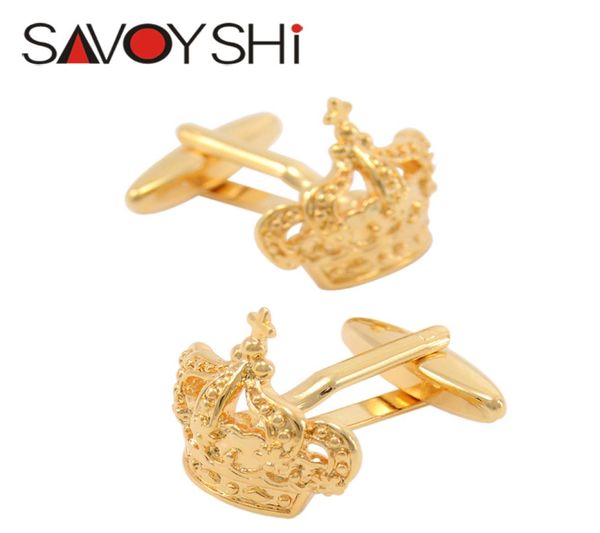 

savoyshi luxury goldcolor crown cufflinks for mens shirt brand cuff bottons cufflinks wedding fashion men jewelry3260861, Silver