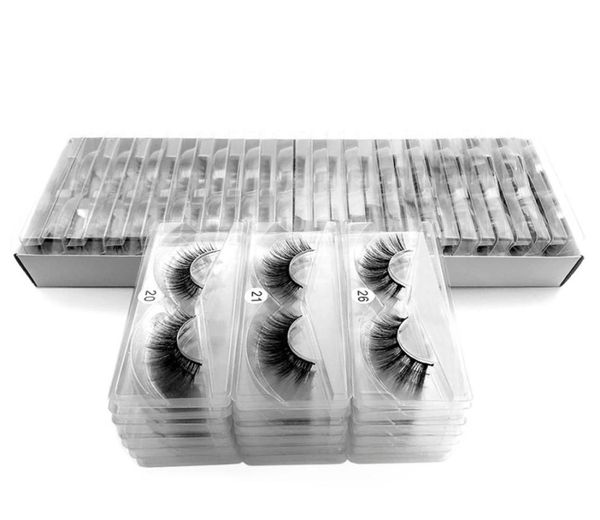 

100 pairspack mink eyelashes with tray no box handmade natural false eyelashes full strip lashes reusable8690389