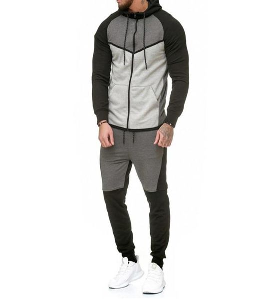 

2018 autumn fitness sportswear men set fashion tracksuits sets man bodybuilding hoodies pant casual outwear suits drop4346234, Gray