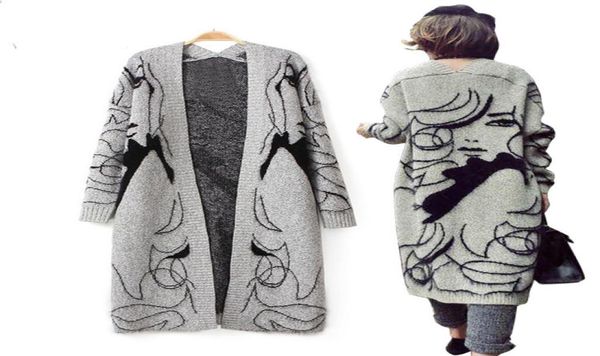 

designer autumn winter fashion women long sleeve loose knitting cardigan sweater women knitted female cardigan pull femme2463497, White;black