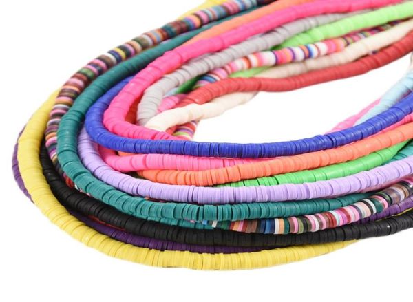 

6mm multi colors flat round handmade polymer clay beads chip disk loose spacer beads for fashion jewelry making diy necklace 1800 5694616, Black