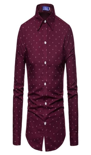 

men039s casual shirts 2021 fall men long sleeve plus size shirt boat anchor print blouses for dress camisas hombre6098490, White;black