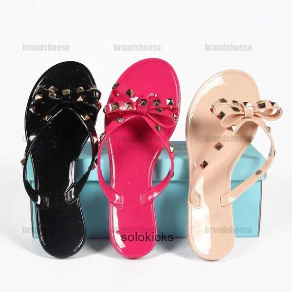 

beach valentinolies shoes crystal summer women s 35-40 slippers flat sandals bowknot rivet fashion we74 children s, Black