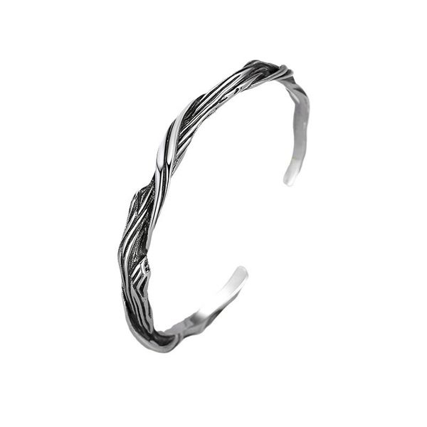 

floating wood bracelet for men's ins trend niche retro vintage vintage personality fashion cool style bracelet with open solid bracelet, Black