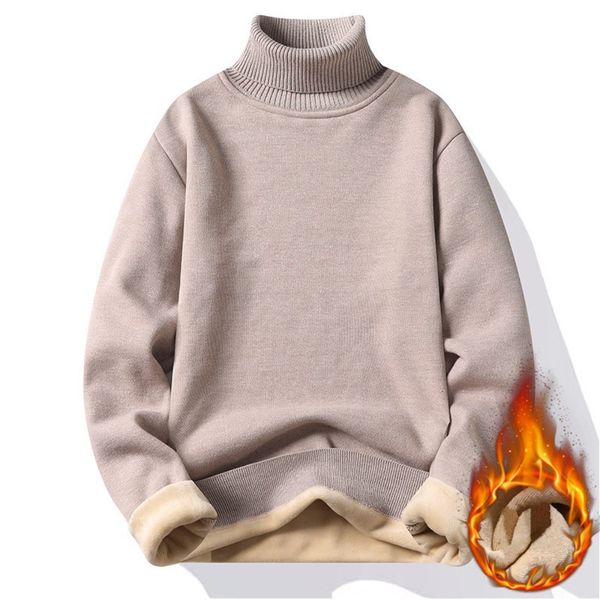 

men's hoodies sweatshirts autumn winter men's turtleneck sweater men's knitting pullovers rollneck knitted sweater warm men j, Black