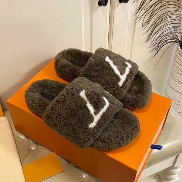 

womens designer fur slippers luxury brand fashion flat comfort mule slides og original on pink green cloud white black grey beige sandals wo
