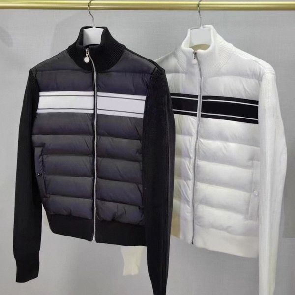 

winter men's coat knitted eiderdown stitching stand collar cardigan coat s-xl d7ou#, Black;brown