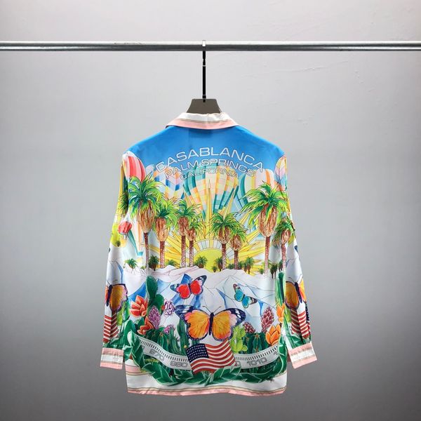 

casablanc long sleeve men designer shirt lucid dreams island scenery color temperament satin short sleeve dress shirt -3xl, White;black