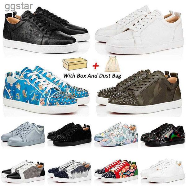

with box loubutins christians red-bottomes designer platform casual shoes loafers rivets low studed designers shoe mens women fashion sneake, Black