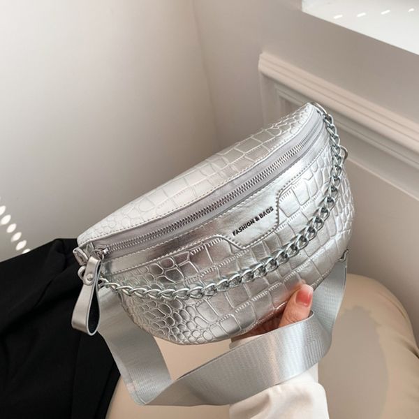 

evening bags designer women pattern leather waist 2023 female chain fanny pack lady silver chest bag crossbody 230821