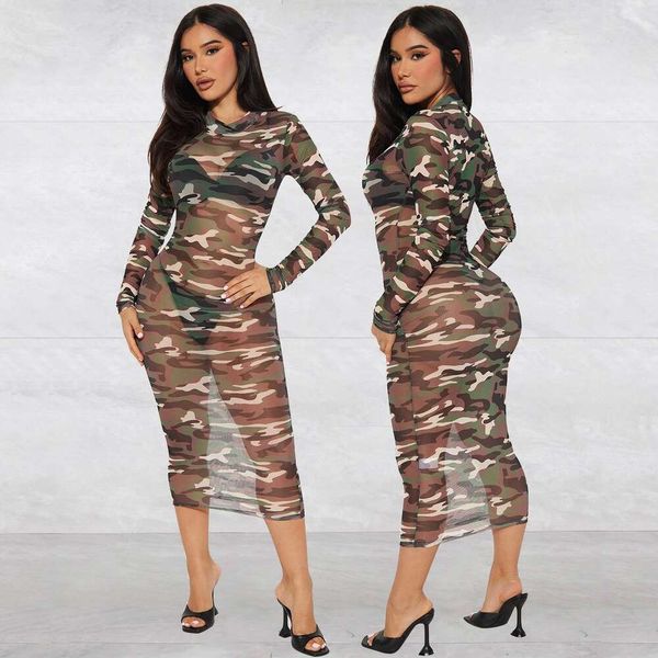 

item summer womens clothing net print long sleeve dress midi, Black;gray