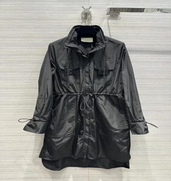 

milan runway jackets 2023 new spring summer turtle neck long sleeve panelled women039s designer coat brand same style outerwear5177152, Black;brown