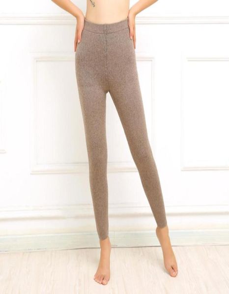 

momen cashmere wool warm pants knitted long johns leggings solid color thickening88836744300866, Black