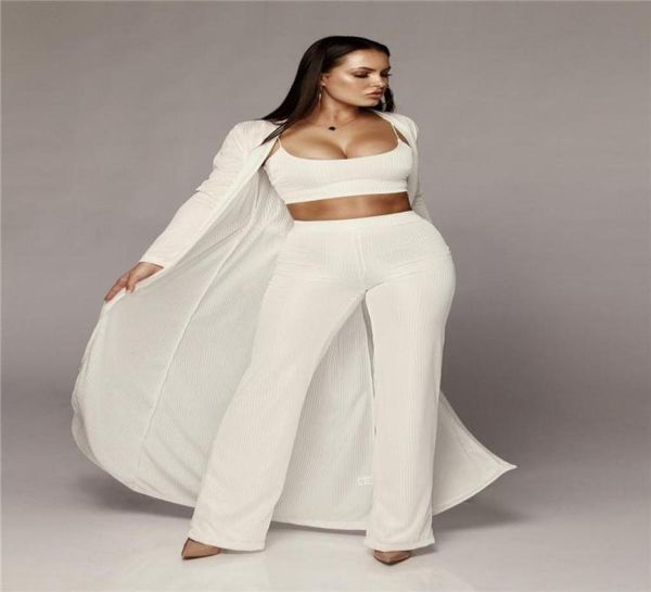 

3pcs women sets crop cardigan coathigh waist pants bodycon tracksuit 3 piece autumn winter casual overalls sweatshirts5574822, Gray
