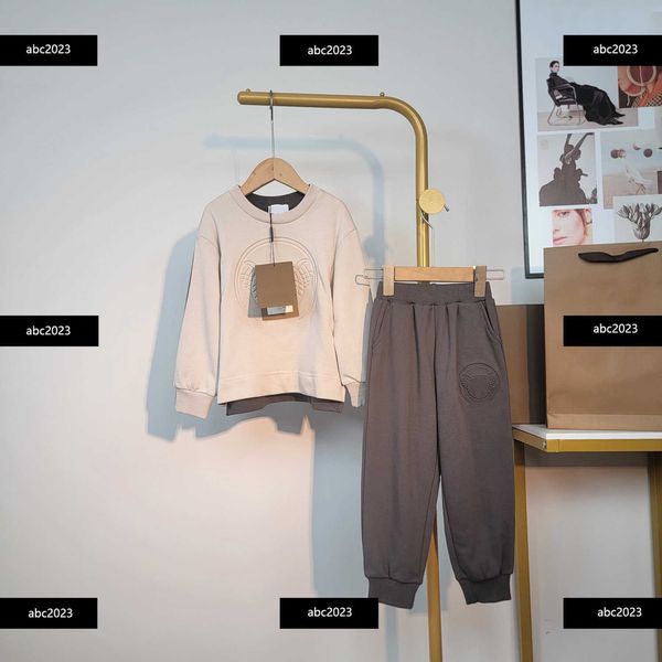 

new kids clothes child sets baby 2pcs solid color sweater and bear print trousers summer tracksuit outdoor size 100-150 cm feb24, White