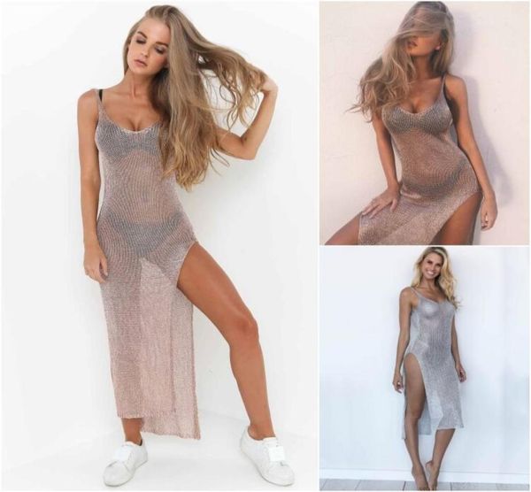 

beach coverups hollow out knitted swimwear split up tank long dress cover body sheath wear seaside1922640, White;black