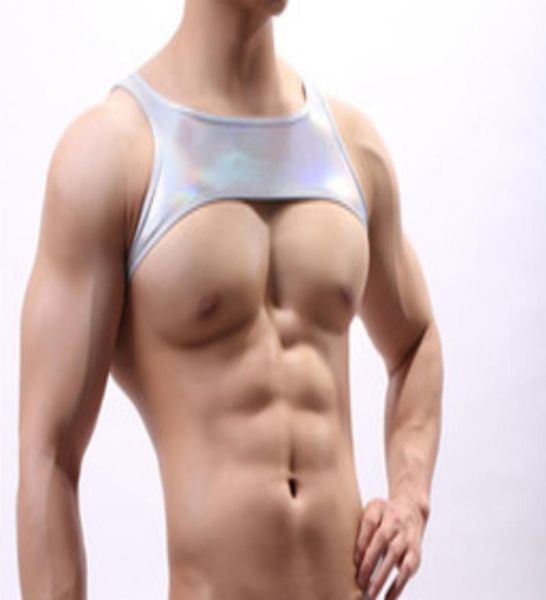 

man shoulder strap crop pu leather men strong muscle chest harness bodybuilding mens stage costume gay exotic tanks6641847, Black;brown