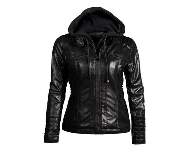 

faux leather pu female jacket coat women hoodies winter moto leather jacket turn down collor ladies zipper outerwear plus size4334569, Black;brown