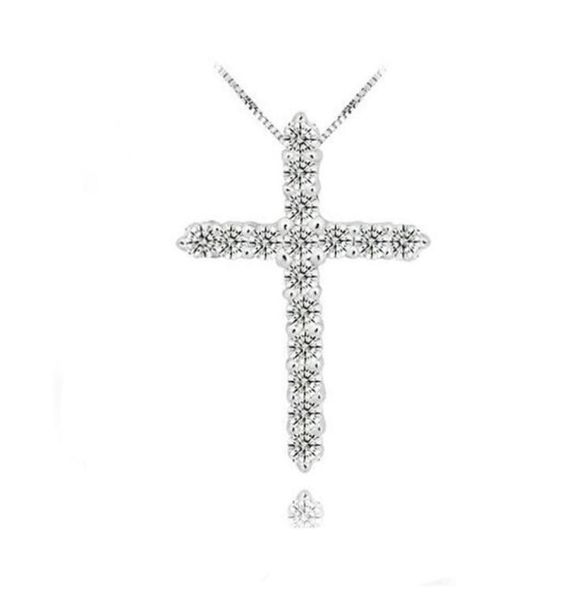 

925 silver cross pendant necklace925 sterling silver with luxury austria crystal3 layer platinum plated pendant necklaces8608768