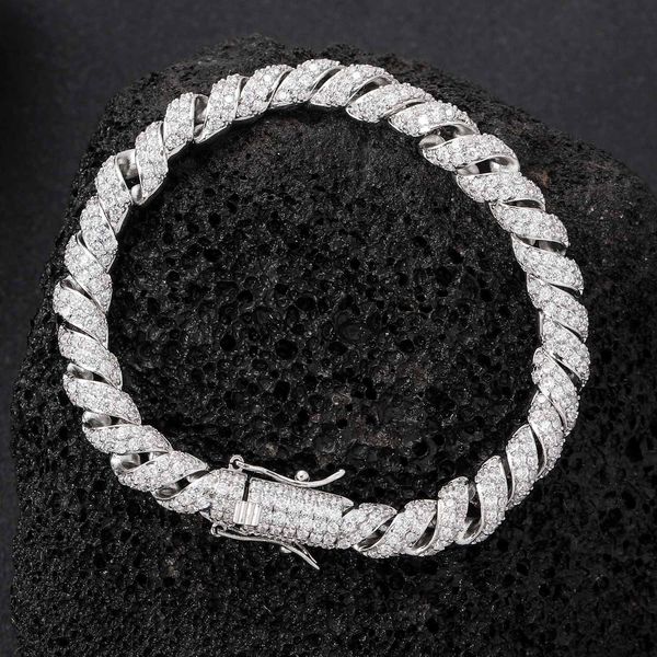 

european and american bracelet men's hip-hop 8mm twisted chain hemp rope chain cuban bracelet trendy men's hip-hop accessories, Black