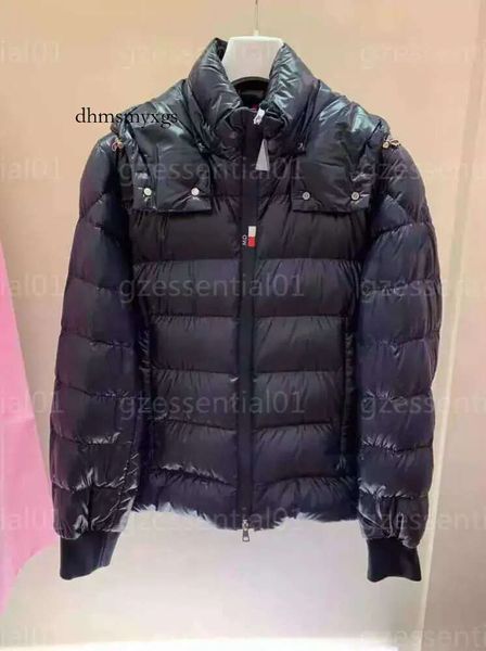 

monclear jacket mens hooded down coat winter warm coats classic minimalist fit low trendy clothes sophistication three-color labels, Black
