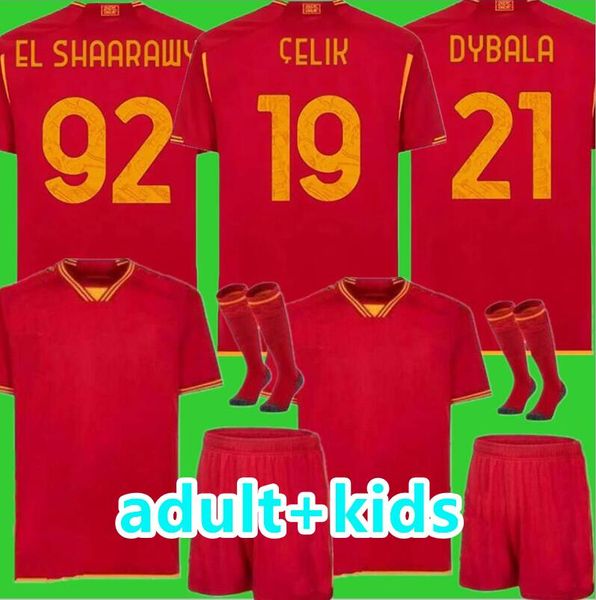 

23 24 dybala romas soccer jerseys maglia pellegrini belotti celik abraham 2023 2024 football shirts mancini kumbulla men kids kit el shaaraw, Black;yellow