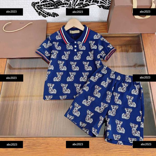 

new kids clothes child sets baby 2pcs summer outdoors striped lapel t-shirt and animal print shorts tracksuit size 90-150 cm feb28, White