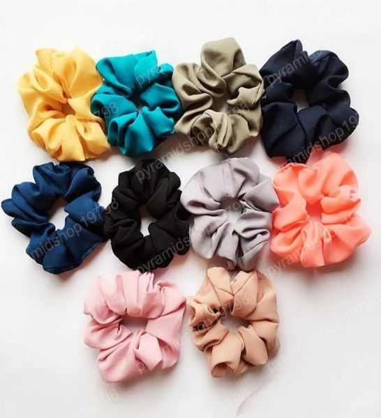 

20pcs lady girl hair scrunchy ring elastic hair bands pure color bobble sports dance scrunchie soft scrunchie hairband2112978, Slivery;white
