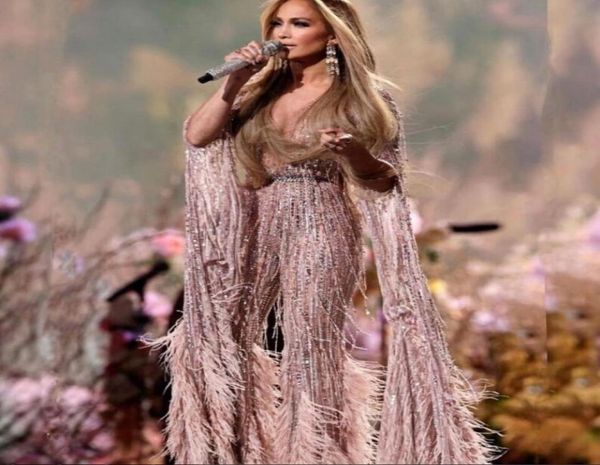 

evening dress yousef aljasmi jennifor jumpsuit kendal jenner women dress kim kardashian mermaid vneck pink feather long sleeve ap7188785, Black;pink