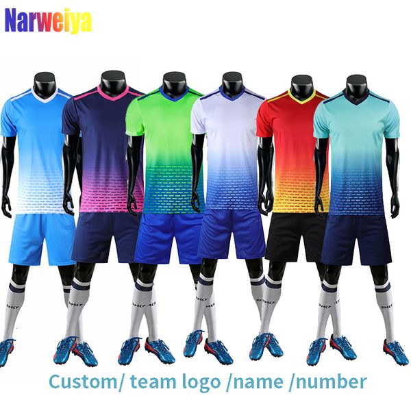 

outdoor tshirts men soccer jerseys men sport running cycling football adults kits custom name number uniforms suits 230821, Gray;blue